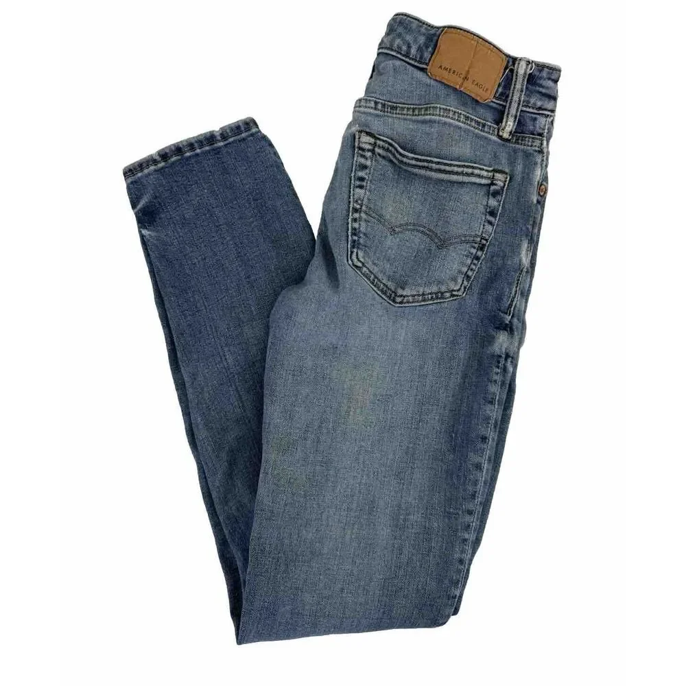 American Eagle Airflex Skinny Distressed Denim Blue Jeans‎ Size 29x32